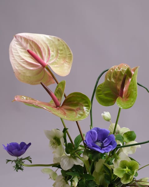 Green and Blue Corporate Floral Arrangement Set of Two Pieces - Gallery image