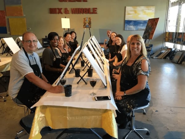 Paint and Sip Experience with Woodfired Pizza Catering - Reunion in San Mateo - Featured image