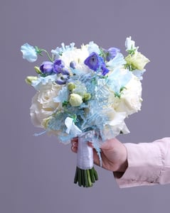Airy Bridal Bouquet in White Powder Blue and Soft Lavender – Florists
