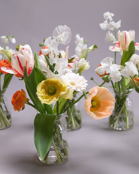 Petite Vase Set of White and Orange Event Floral Arrangements - Gallery image