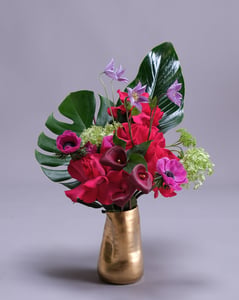 Bold Fuchsia and Burgundy Arrangement Set of Two in Gold – Florists