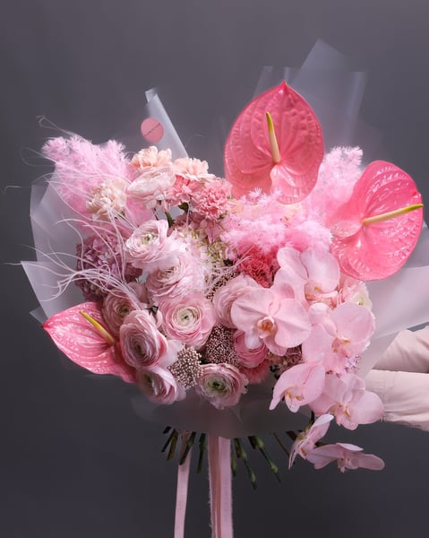 Oversized Pink Statement Bouquet with Hydrangea and Orchids - Gallery image