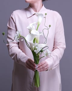 Sculptural Bridal Bouquet with Calla Lilies and Allium Spheres Florists - Featured