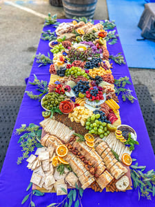 Flat Lay Cheese and Charcuterie Grazing Table for Events