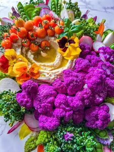Fresh Crudite and Hummus Platter for Events and Parties
