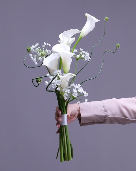 Sculptural Bridal Bouquet with Calla Lilies and Allium Spheres - Gallery image