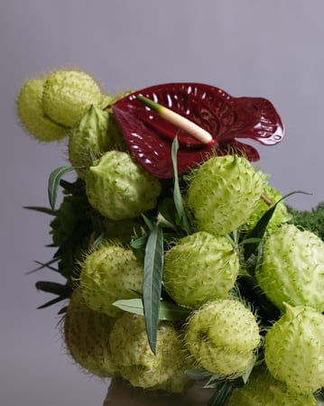 Low Merlot and Green Floral Tablescape with Calla Lilies - Anniversary - Featured image