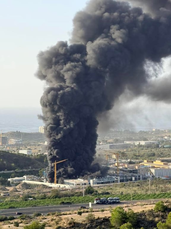Photo: smoke column above the hospital (EFE / Alicante Press)
