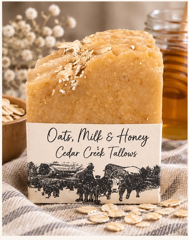 Oats, Milk & Honey handmade tallow soap by Cedar Creek