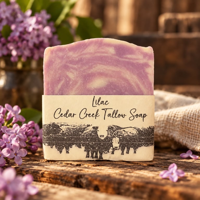 Lilac handmade tallow soap by Cedar Creek