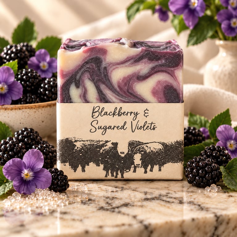 Blackberry & Sugared Violets handmade tallow soap by Cedar Creek