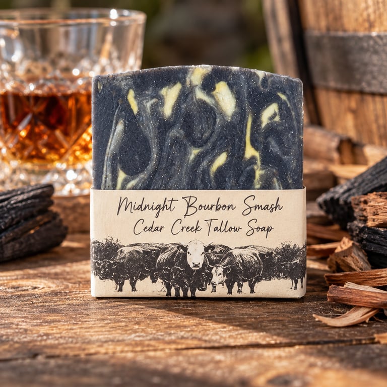Midnight Bourbon Smash handmade tallow soap by Cedar Creek