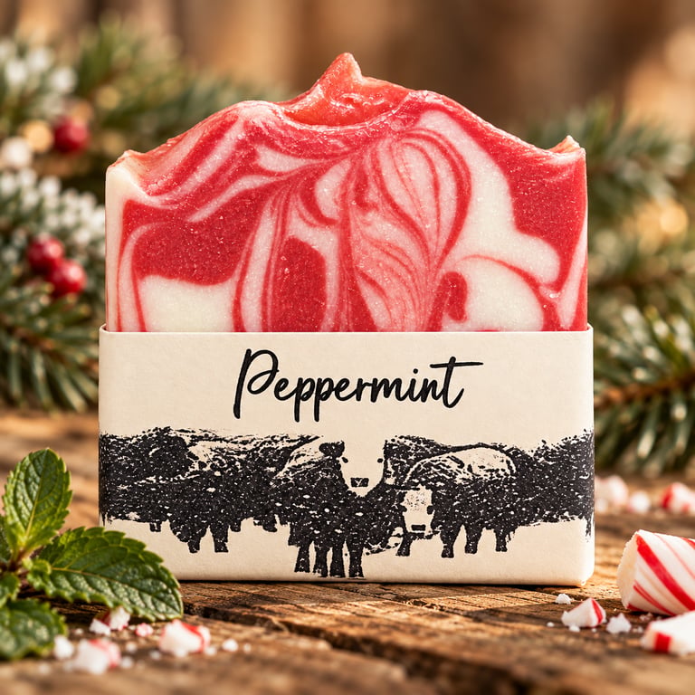 Peppermint handmade tallow soap by Cedar Creek