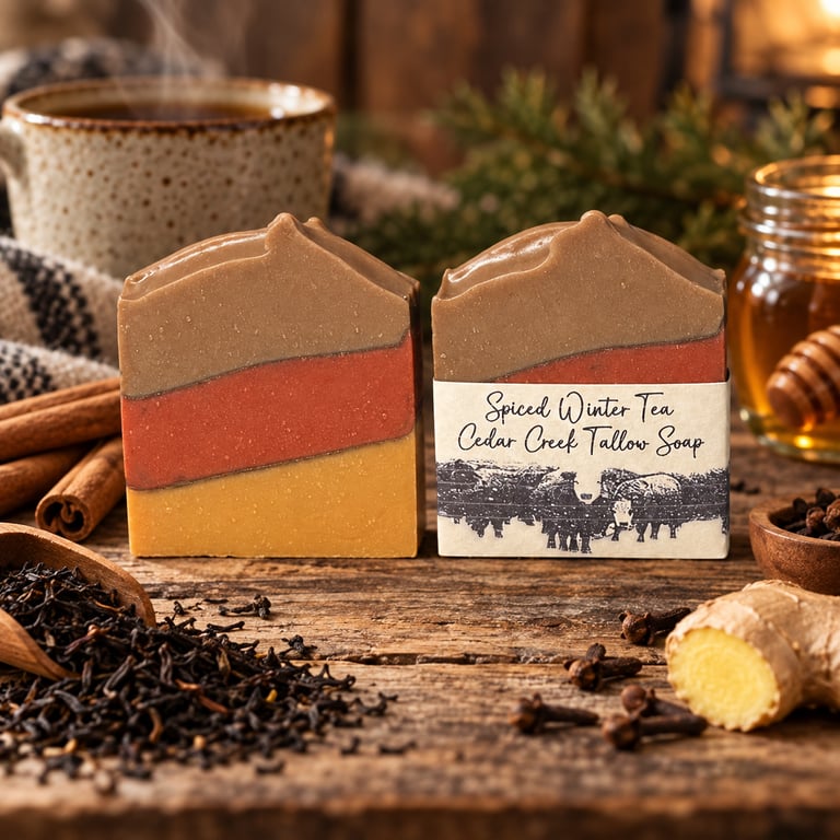 Spiced Winter Tea handmade tallow soap by Cedar Creek