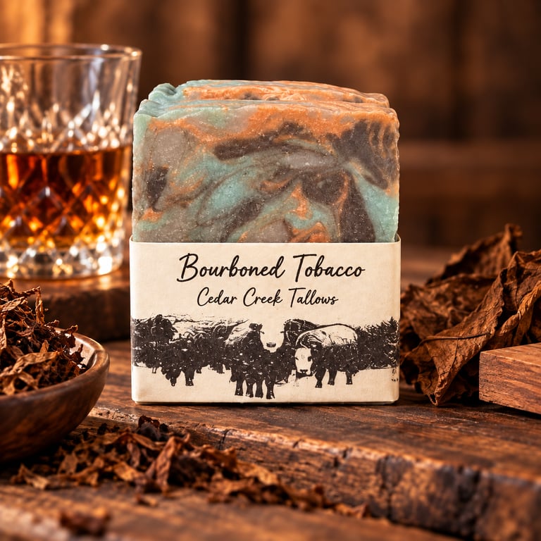 Bourboned Tobacco handmade tallow soap by Cedar Creek