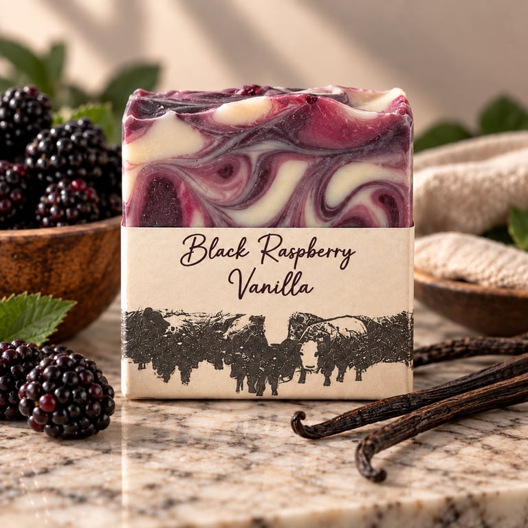Black Raspberry Vanilla handmade tallow soap by Cedar Creek