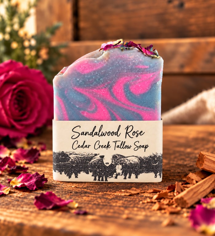 Sandalwood Rose handmade tallow soap by Cedar Creek