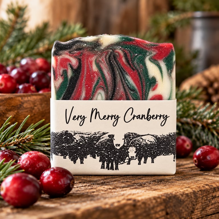 Very Merry Cranberry handmade tallow soap by Cedar Creek