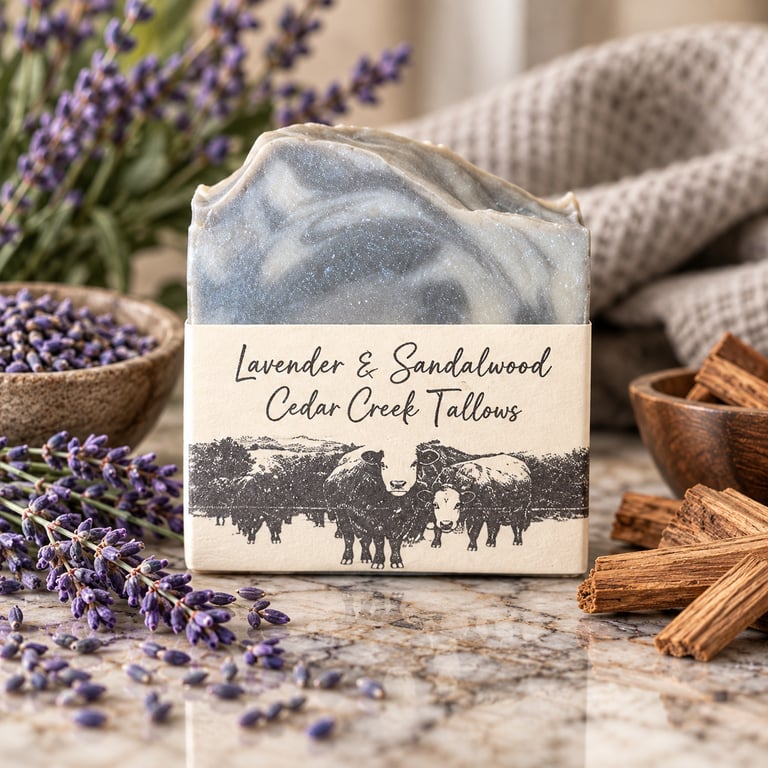 Lavender & Sandalwood handmade tallow soap by Cedar Creek