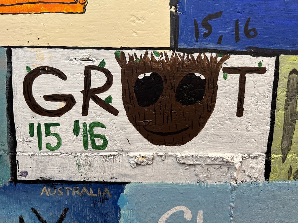 Groot's brick on the Camp Rotary walkway