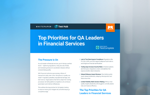 Top Priorities for QA Leaders in Financial Services