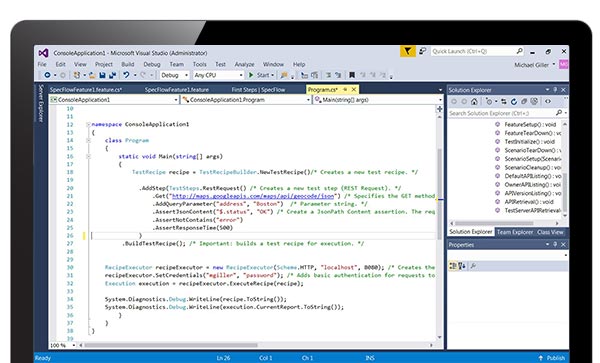 API functional testing in Visual Studio