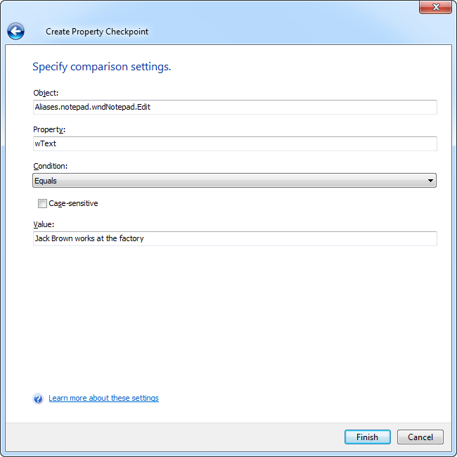Specifying Comparison Parameters