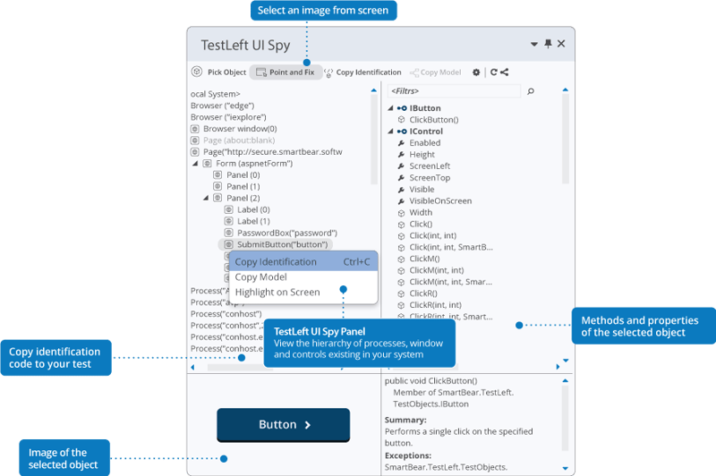 Create Tests Faster with our Industry-Leading UI Spy