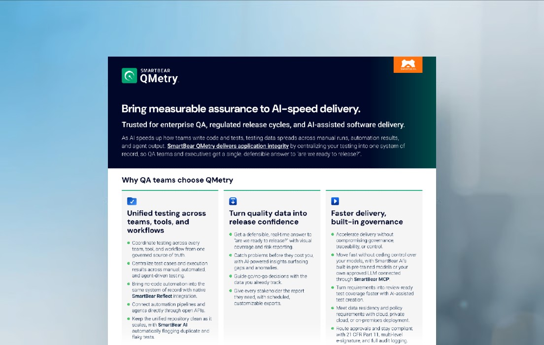 Bring measurable assurance to AI-speed delivery with SmartBear QMetry
