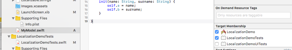 target membership in xcode ios project