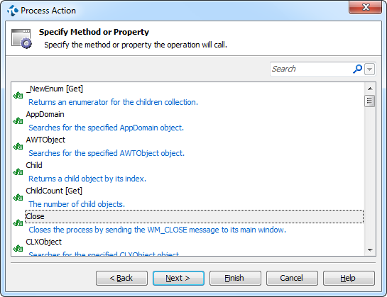 Selecting a Method for Process Action