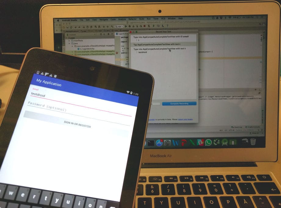 espresso test running on real device