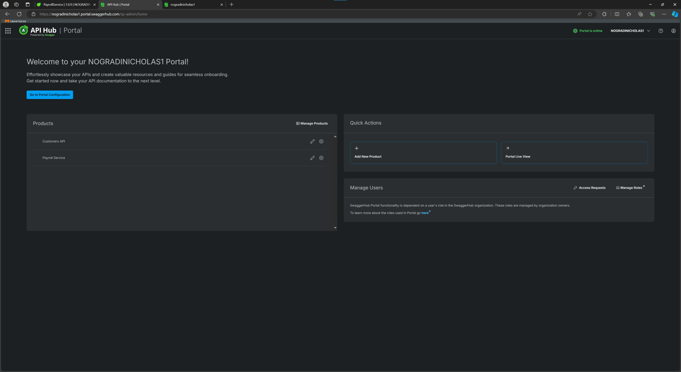 API Hub Portal screenshot
