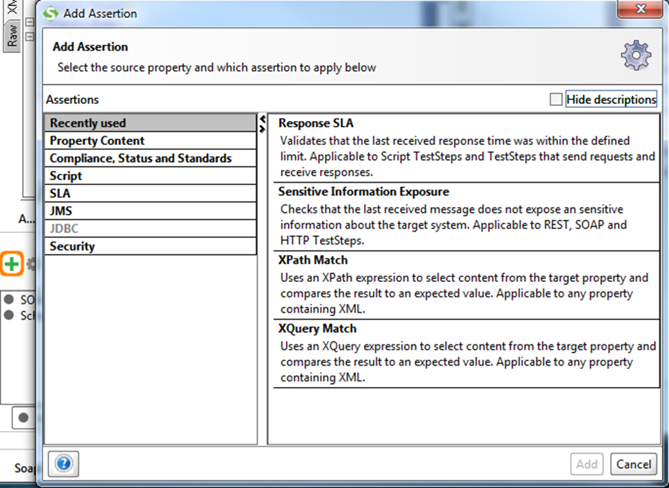 Dialog for adding an Assertion add-asssertion-dialog