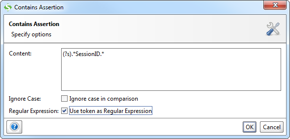 The Contains Assertion configuration dialog contains-assertion