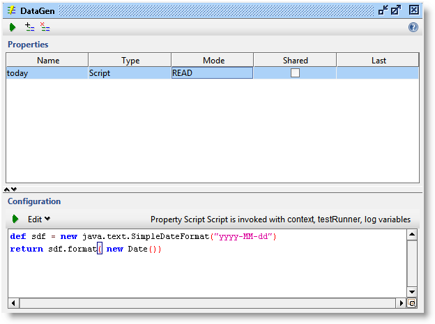 DataGen with script property DataGen-with-today-property