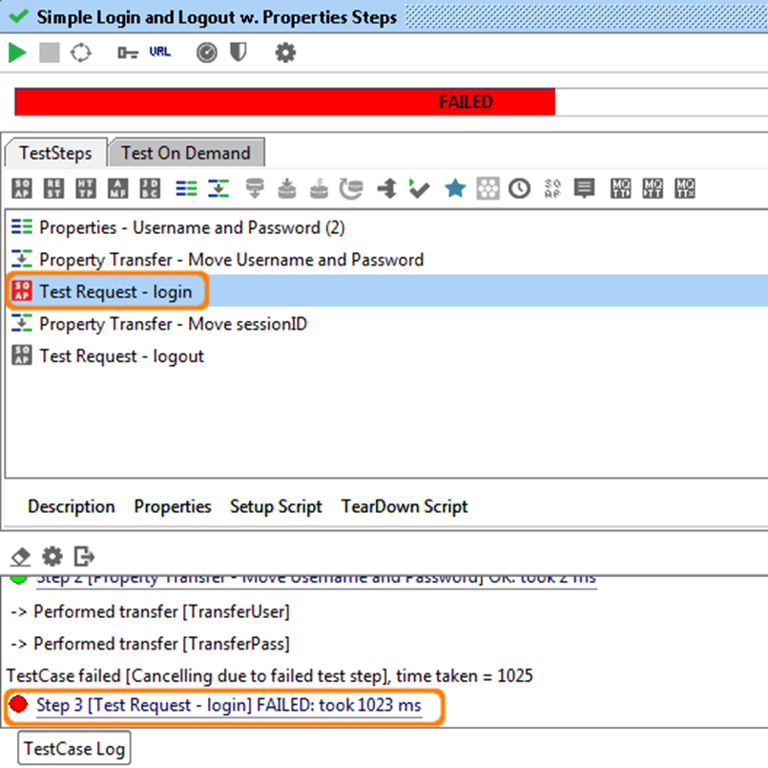 TestCase Execution with failed TestStep failed-assertion