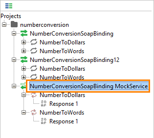 The mock service in the Navigator