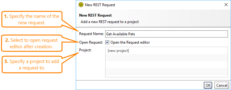 The New REST Request dialog