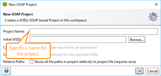 The New SOAP Project dialog