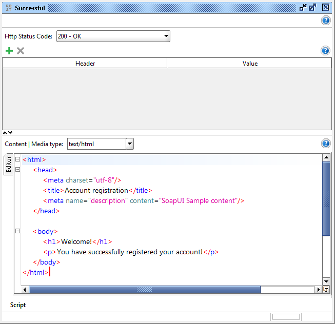 Mock Response editor Mock Response editor