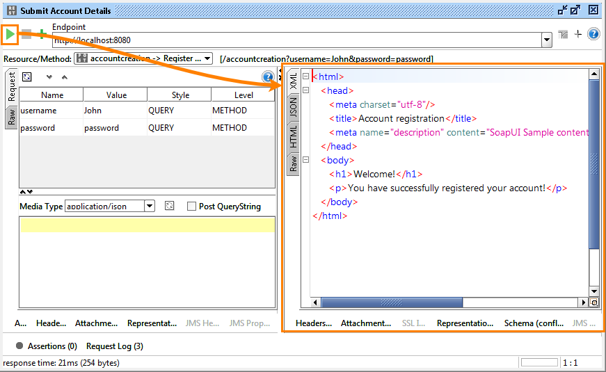 Sending REST request Sending REST request