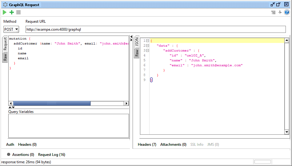 Specifying a mutation in the GraphQL Request test step Testing GraphQL in SoapUI Open Source: Specifying a mutation