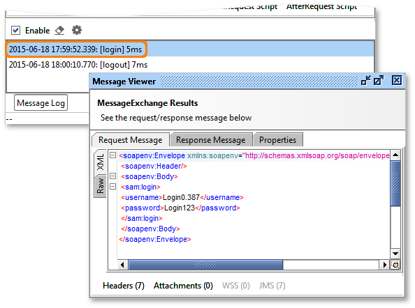 Mock Service log entry