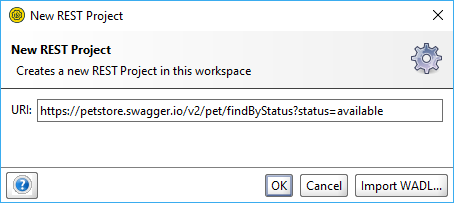 Dialog to create a new REST project