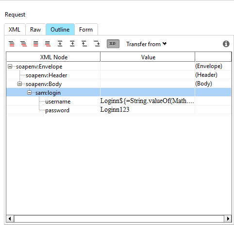 Request Outline panel