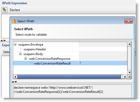 Use Declare for Selecting Xpath request_declare_xpath_assertion