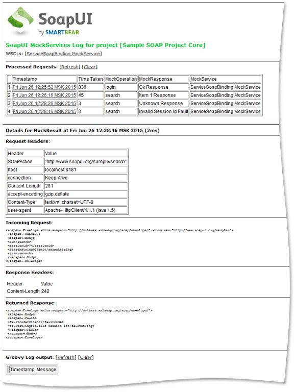 Request in mockservice web ur