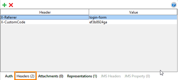 REST Request: Headers tab