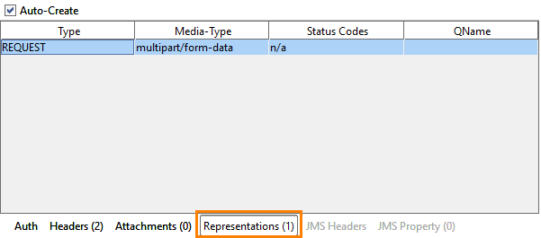 REST Request: Representations Tab